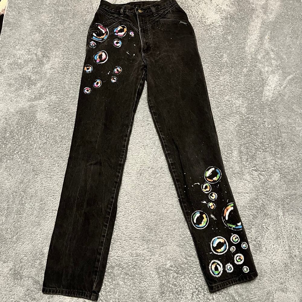 Rocky Mountain Rockies Jeans Womens 29 Bareback High-Rise Western Mom Black